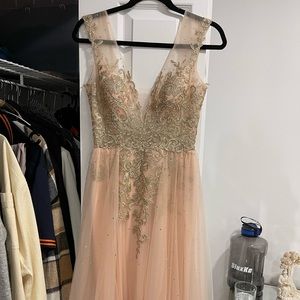 Peach evening gown